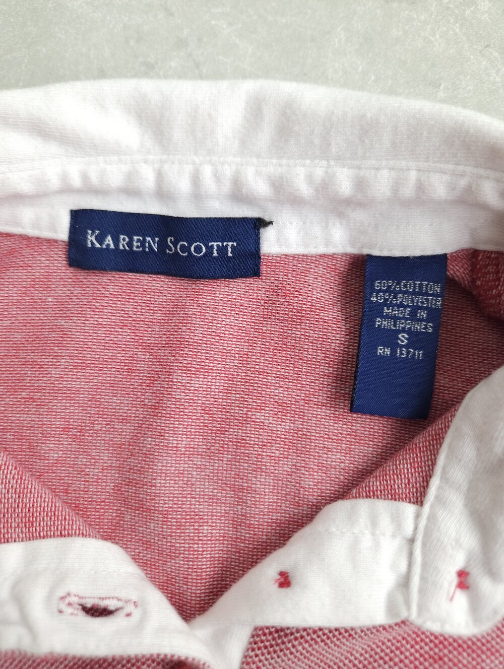 Karen Scott Sleeveless Polo Shirt S Heather Red Cotton Blend Golf Preppy Casual - Picture 7 of 8